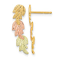 10k and 12k Tri-color Black Hills Gold 3-Leaves Post Earrings