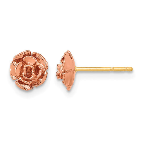 10k and 12k Two-tone Black Hills Gold Rose Post Earrings