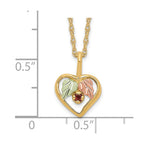 10k and 12k Tri-color Black Hills Gold Garnet and Leaves in Heart 14k Gold-filled Chain 18 inch Necklace