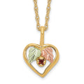 10k and 12k Tri-color Black Hills Gold Garnet and Leaves in Heart 14k Gold-filled Chain 18 inch Necklace