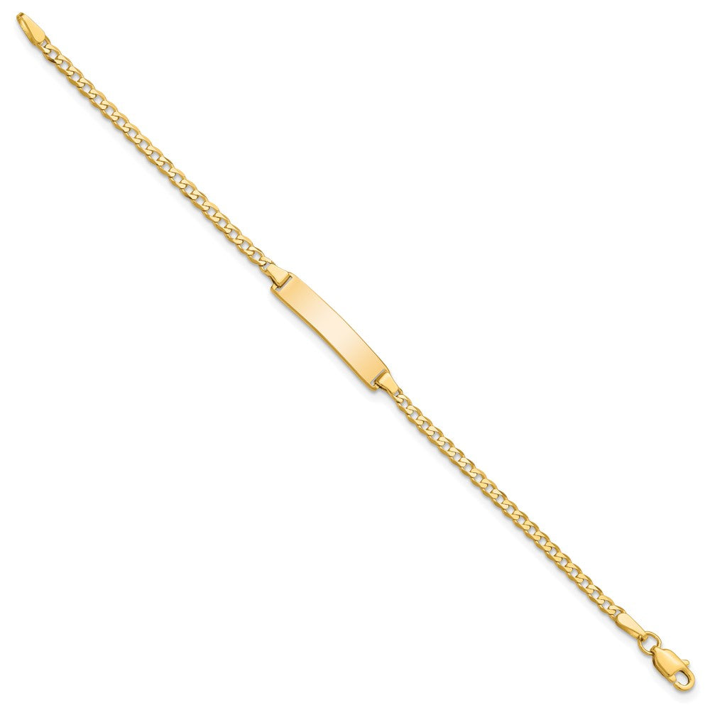 10k Solid Chain/Solid Plate Flat Curb Link 22.5x4.5mm Plate 6 inch Baby/Child ID Bracelet