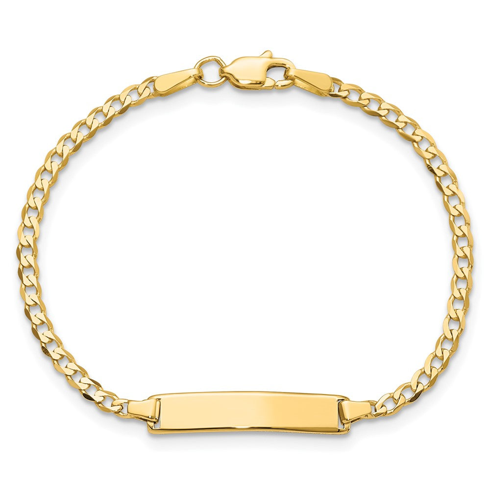 10k Solid Chain/Solid Plate Flat Curb Link 22.5x4.5mm Plate 6 inch Baby/Child ID Bracelet