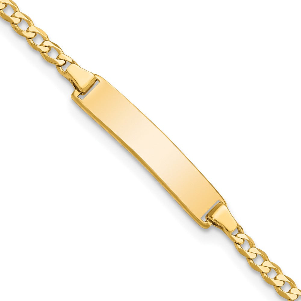 10k Solid Chain/Solid Plate Flat Curb Link 22.5x4.5mm Plate 6 inch Baby/Child ID Bracelet