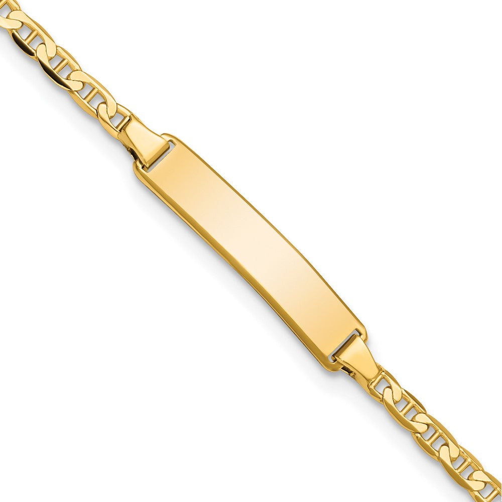 10k Solid Chain/Solid Plate Flat Anchor Link 20x4mm Plate 6 inch Baby/Child ID Bracelet