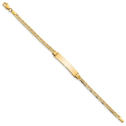10k Polished Solid Chain/Solid Plate Anchor Link 26x5mm Plate 6 inch Baby/Child ID Bracelet