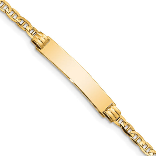 10k Polished Solid Chain/Solid Plate Anchor Link 26x5mm Plate 6 inch Baby/Child ID Bracelet