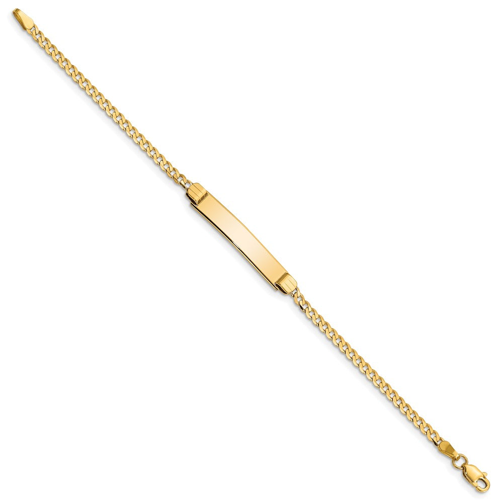 10k Polished Solid Chain/Solid Plate Curb Link 26x5mm Plate 6 inch Baby/Child ID Bracelet