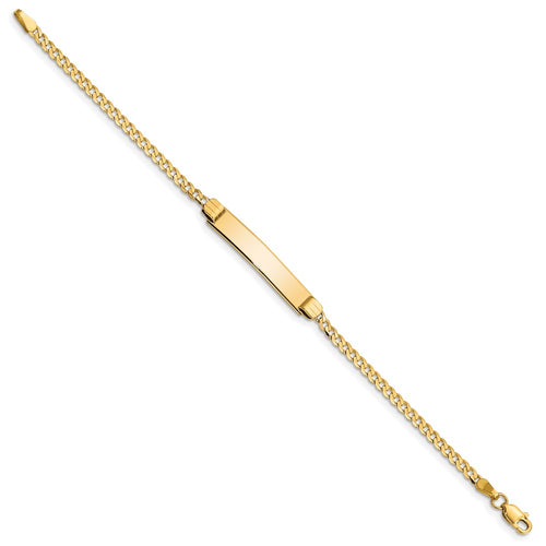 10k Polished Solid Chain/Solid Plate Curb Link 26x5mm Plate 6 inch Baby/Child ID Bracelet