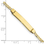 10k Polished Solid Chain/Solid Plate Curb Link 26x5mm Plate 6 inch Baby/Child ID Bracelet