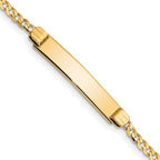10k Polished Solid Chain/Solid Plate Curb Link 26x5mm Plate 6 inch Baby/Child ID Bracelet