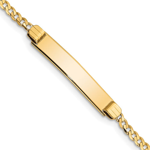 10k Polished Solid Chain/Solid Plate Curb Link 26x5mm Plate 6 inch Baby/Child ID Bracelet
