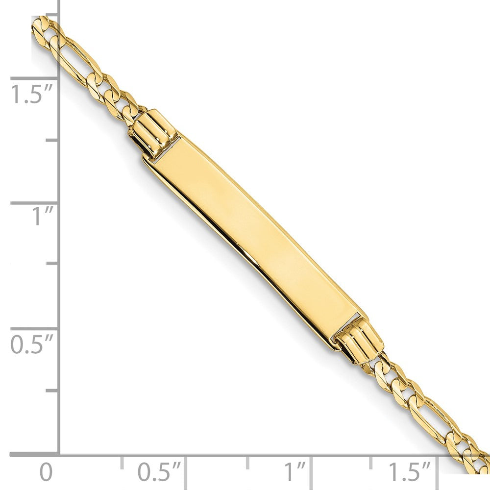 10k Polished Solid Chain/Solid Plate Figaro Link 26x5mm Plate 6 inch Baby/Child ID Bracelet