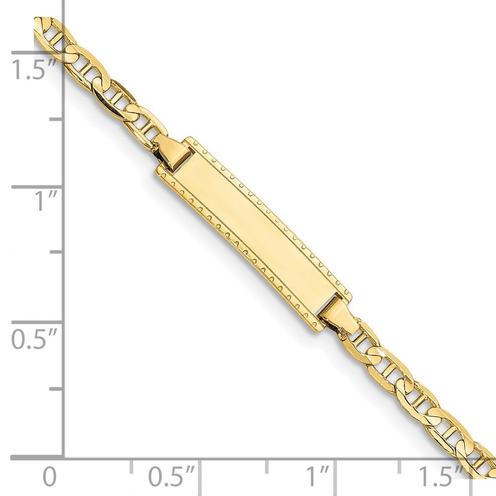 10k Polished Solid Chain/Solid Plate Anchor Link 20x5mm Plate 6 inch Baby/Child ID Bracelet