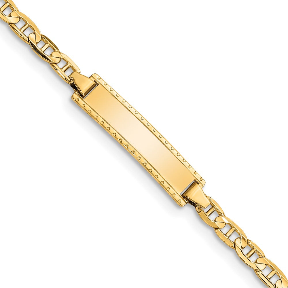 10k Polished Solid Chain/Solid Plate Anchor Link 20x5mm Plate 6 inch Baby/Child ID Bracelet
