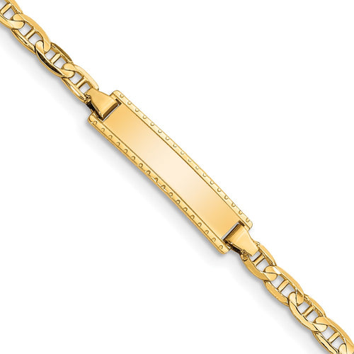 10k Polished Solid Chain/Solid Plate Anchor Link 20x5mm Plate 6 inch Baby/Child ID Bracelet