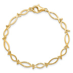 10k Solid Polished Religious Ichthus Fish 7 inch Bracelet
