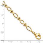 10k Solid Polished Religious Ichthus Fish 7 inch Bracelet