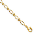 10k Solid Polished Religious Ichthus Fish 7 inch Bracelet