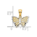 10K and White Rhodium Filigree Butterfly Charm