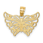 10K and White Rhodium Diamond-cut Butterfly Pendant