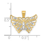 10K and White Rhodium Diamond-cut Butterfly Pendant