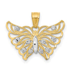 10K and White Rhodium Diamond-cut Butterfly Pendant
