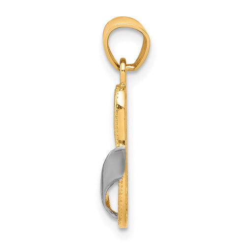 10k and White Rhodium Flip-Flop Charm