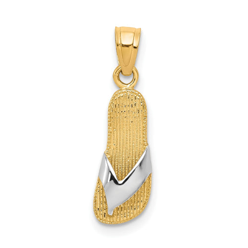 10k and White Rhodium Flip-Flop Charm