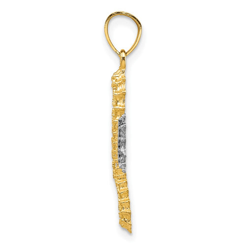 10K and White Rhodium Seahorse Charm