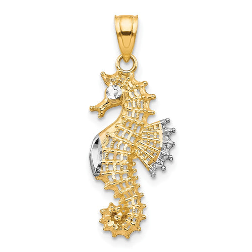 10K and White Rhodium Seahorse Charm