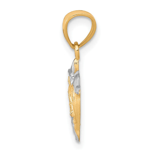 10K and White Rhodium Small Two Dolphins Charm
