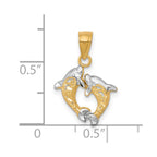 10K and White Rhodium Small Two Dolphins Charm