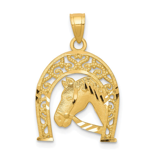 10K Horseshoe with Horse Charm