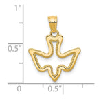 10k Polished Cut-out Dove Charm