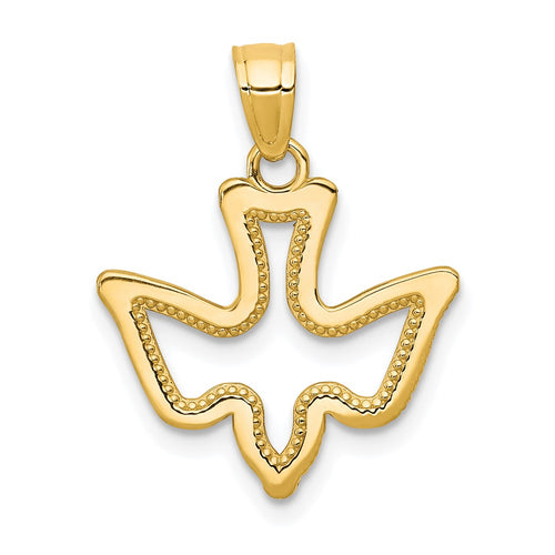 10k Polished Cut-out Dove Charm
