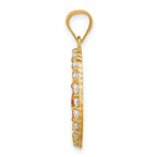 10k Two-tone CZ Cross in Oval Pendant