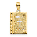 10K and White Rhodium HOLY BIBLE Charm