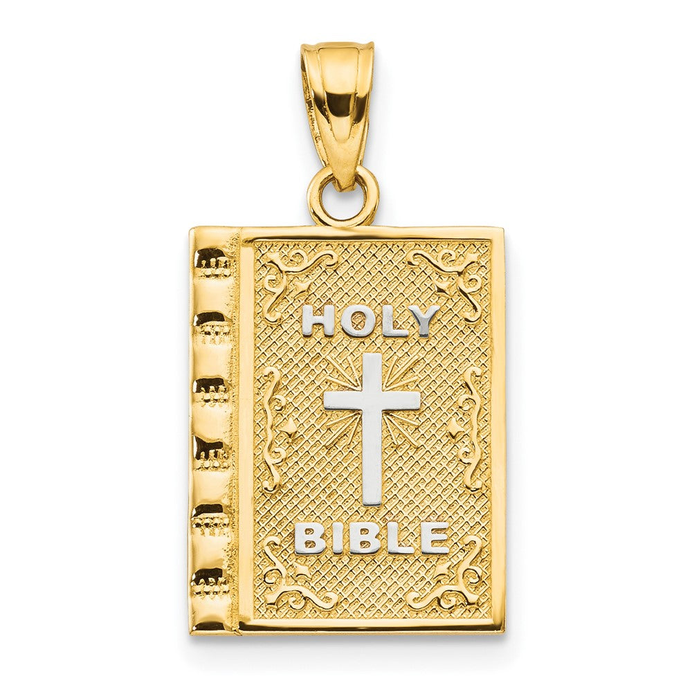10K and White Rhodium HOLY BIBLE Charm