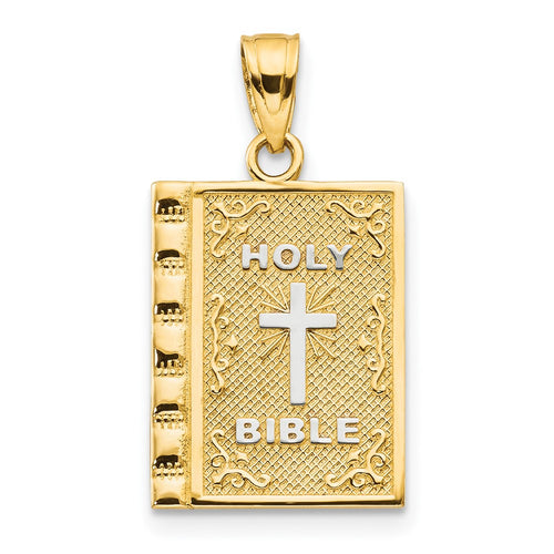 10K and White Rhodium HOLY BIBLE Charm