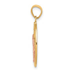 10k Two-tone Praying Hands with Cross and Holy Bible in Oval Pendant
