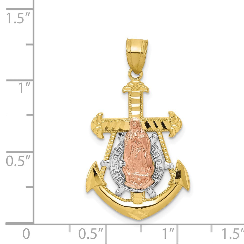 10k Two-tone and White Rhodium Mariner Blessed Mother Pendant