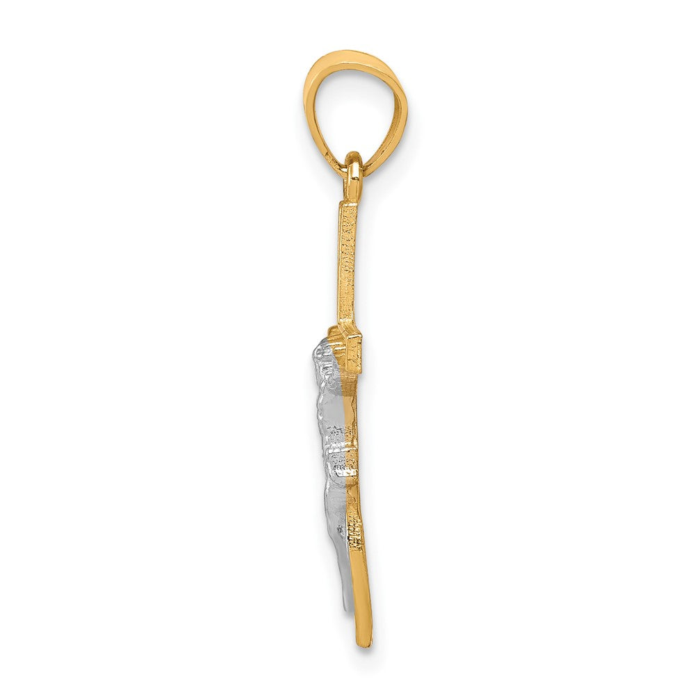 10K and White Rhodium Crucifix Pendant