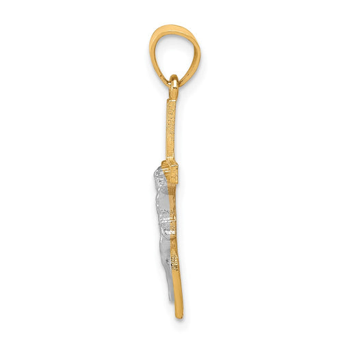 10K and White Rhodium Crucifix Pendant