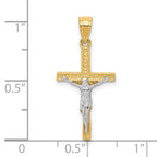 10K and White Rhodium Crucifix Pendant