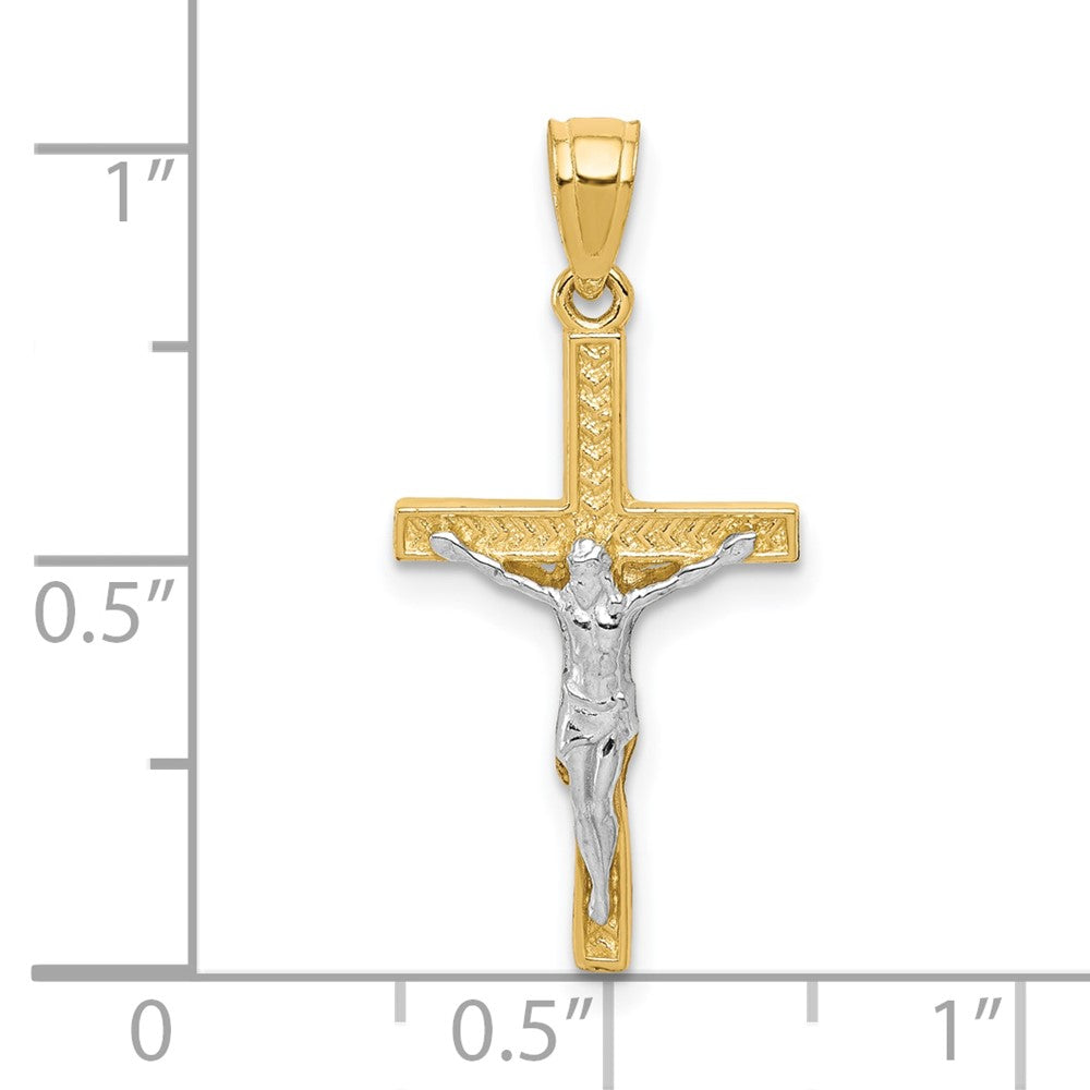 10K and White Rhodium Crucifix Pendant