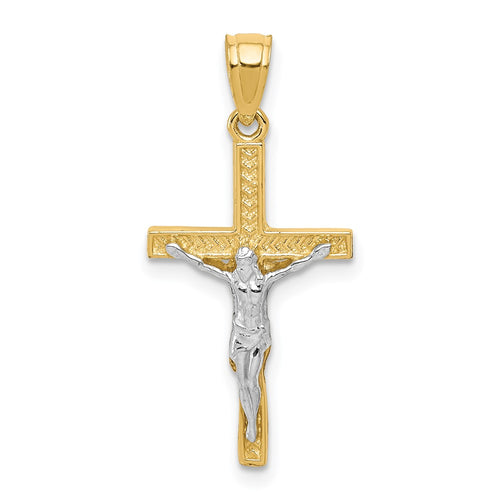 10K and White Rhodium Crucifix Pendant