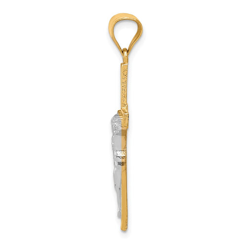 10K and White Rhodium Crucifix Pendant