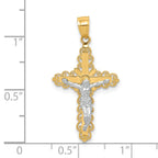 10K and White Rhodium Filigree Crucifix Pendant