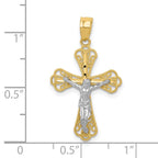 10K and White Rhodium Filigree Crucifix Pendant