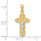 10K and White Rhodium Crucifix Pendant